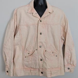 Vintage ca. Jaren 80/90 | Clipperbaai | Roze spijkerjack | 100% katoen | Hongkong | Maat Large | Uniek, OOAK, wijd, losse pasvorm, street-fit