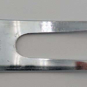 Vintage 1950s / 1960s | EKCO | Stainless Steel | Double-Prong Serving Fork | U.S.A. | Steel | Black Plastic Corncob (Woven Look) Handle