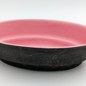 Maddux of California No. 122 | Vintage Planter | MCM, Atomic Era | Matte Black & Salmon Pink | Splash Gold Squiggle | Jackson Pollock-esque