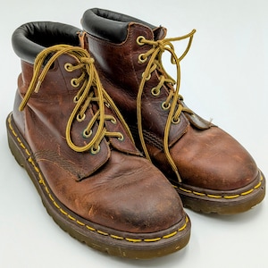 Vintage c. 1990s | Doc Martens | 939 Ben | Crazy Horse | Brown Leather | Combat / Work Boots | Size UK 7, US Men&#39;s 8 / Women&#39;s 9 | Pull Tab
