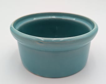 Plato de gres esmaltado de estilo vintage, de los años 40 o 50, color azul huevo de petirrojo, de cerámica resistente, ideal para la comida de perros o como artículo retro para mascotas.