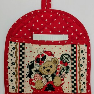 B & D Weihnachtsbär Hot Pad | Rezept, Grußkarten | Vintage 1980er, 1990er Jahre | Polycotton Mischung | Hergestellt in China Retro Weihnachten