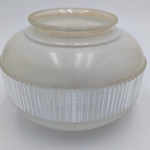 Vintage 1950s | Flush Ceiling Light Cover/Shade | Frosted Ribbed Canopy | Indoor/Outdoor | Space/Atomic Age, Retro, Mid-Century Modern (MCM)