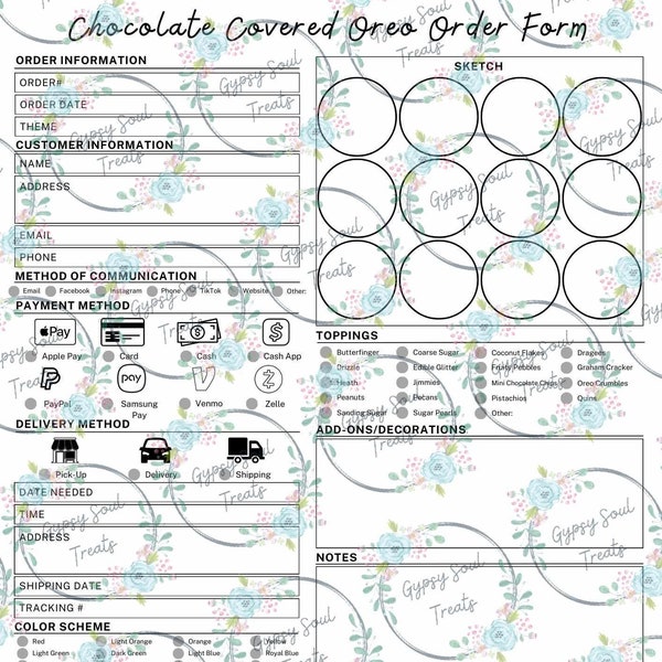 Chocolate Covered Oreo Order Form
