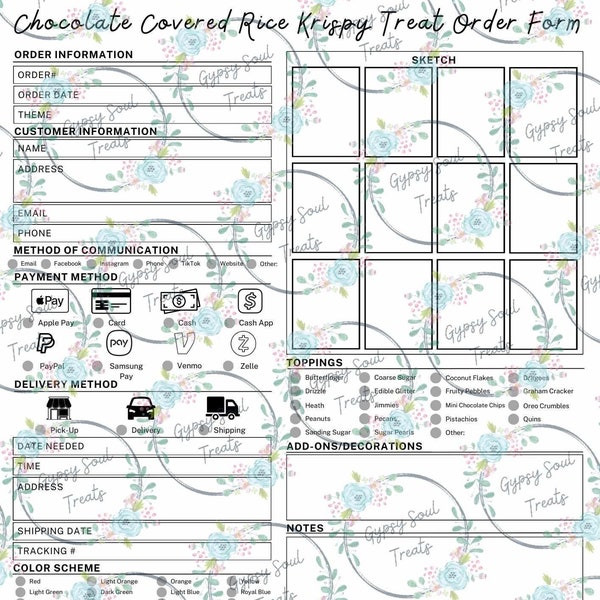 Chocolate Covered Rice Krispy Treat Order Form