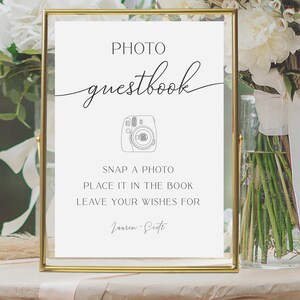 Photo Guestbook Sign, Printable, Downloadable Template, Polaroid Wedding Sign