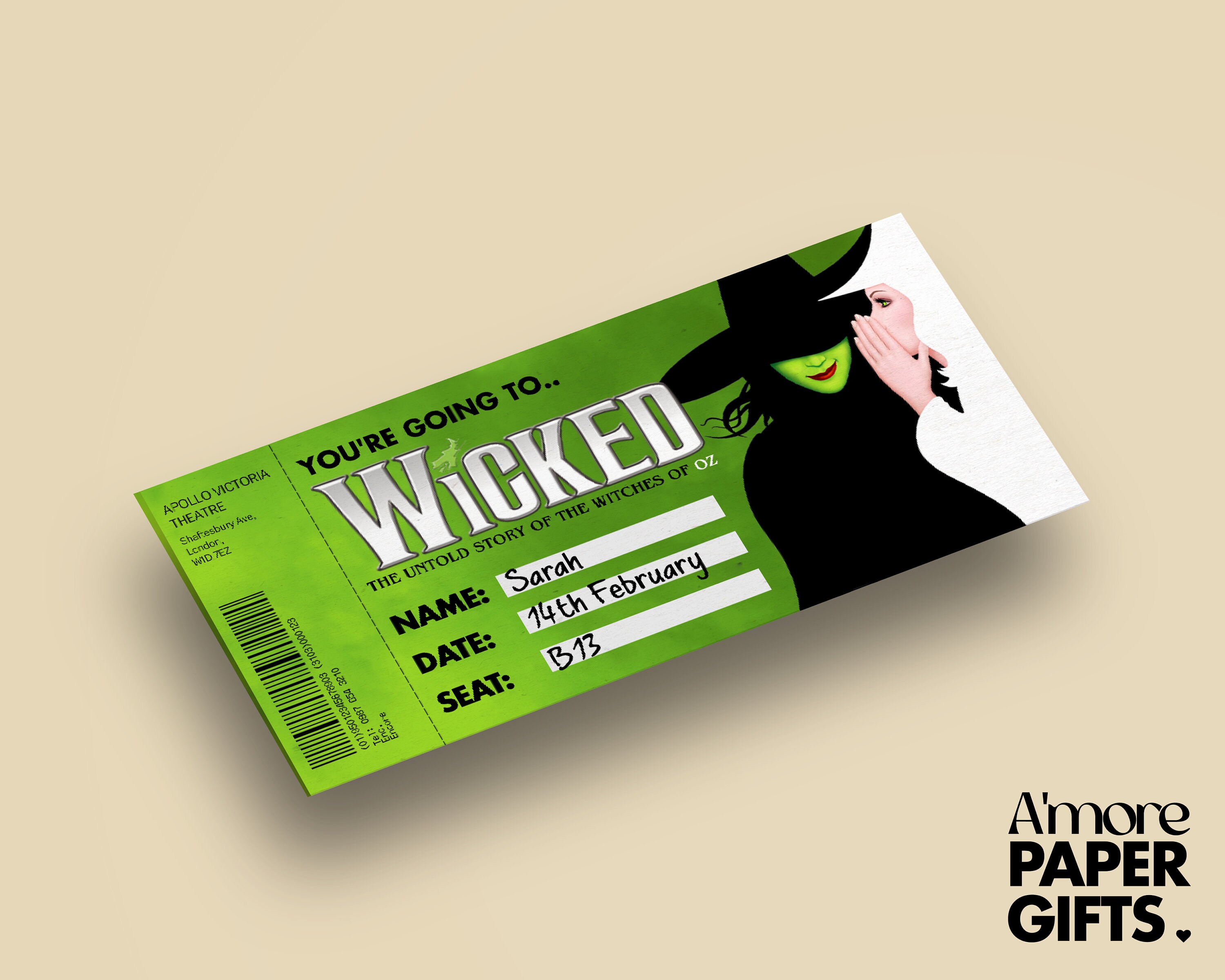 Wicked the Musical Printable Ticket Gift - Etsy