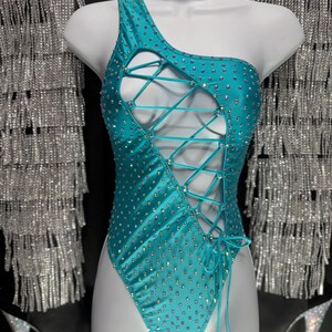 Exotic Dance Outfit Teal One-piece