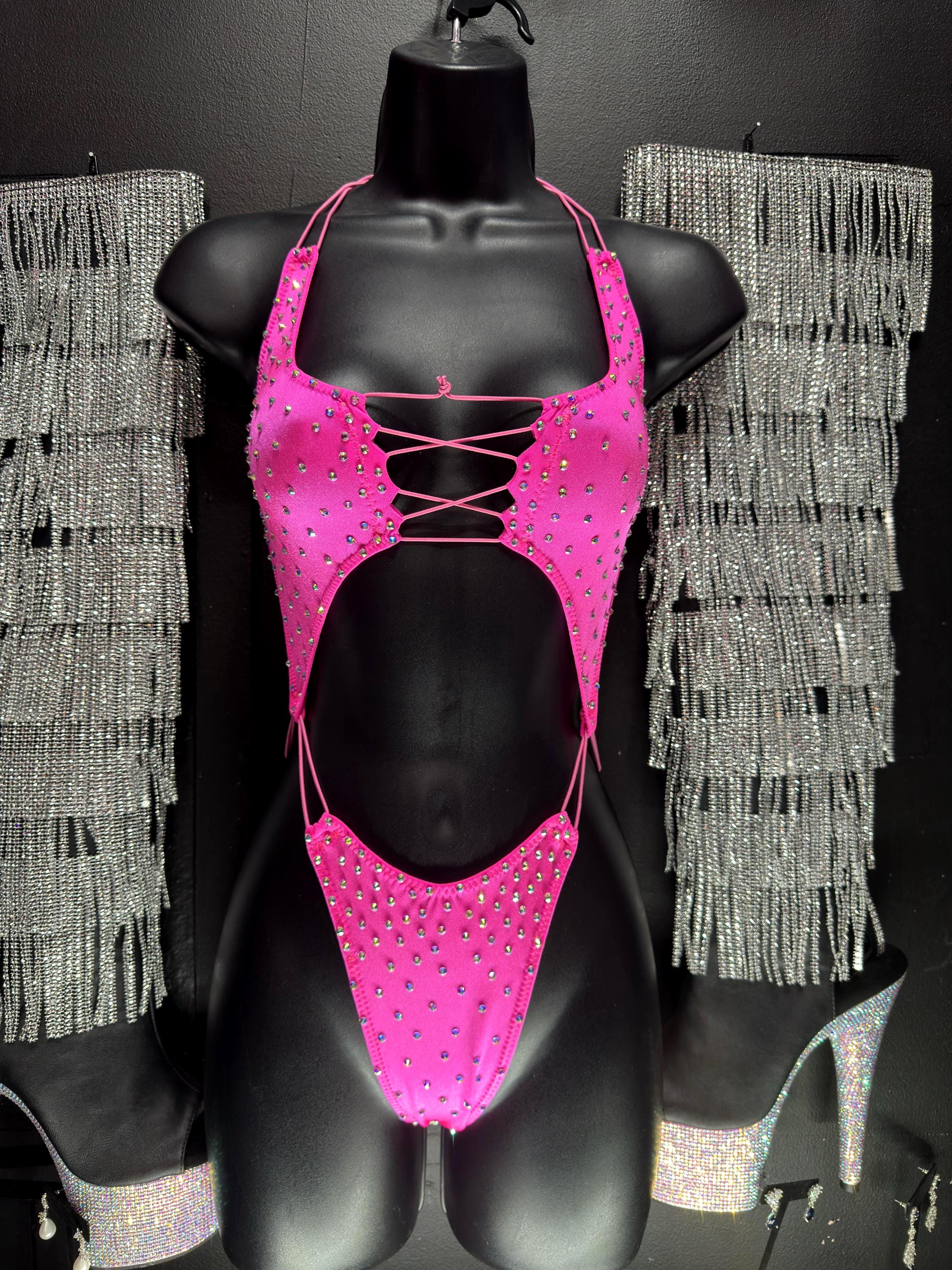 strapless open back dress Exotic Dancewear Pink Bodysuit main image 1