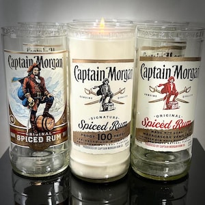 Vela de ron especiado Captain Morgan, cera de soja, hecha a mano, botella de licor, decoración para el hogar o el bar **ENVÍO GRATIS**, regalo de cumpleaños, Navidad y Año Nuevo
