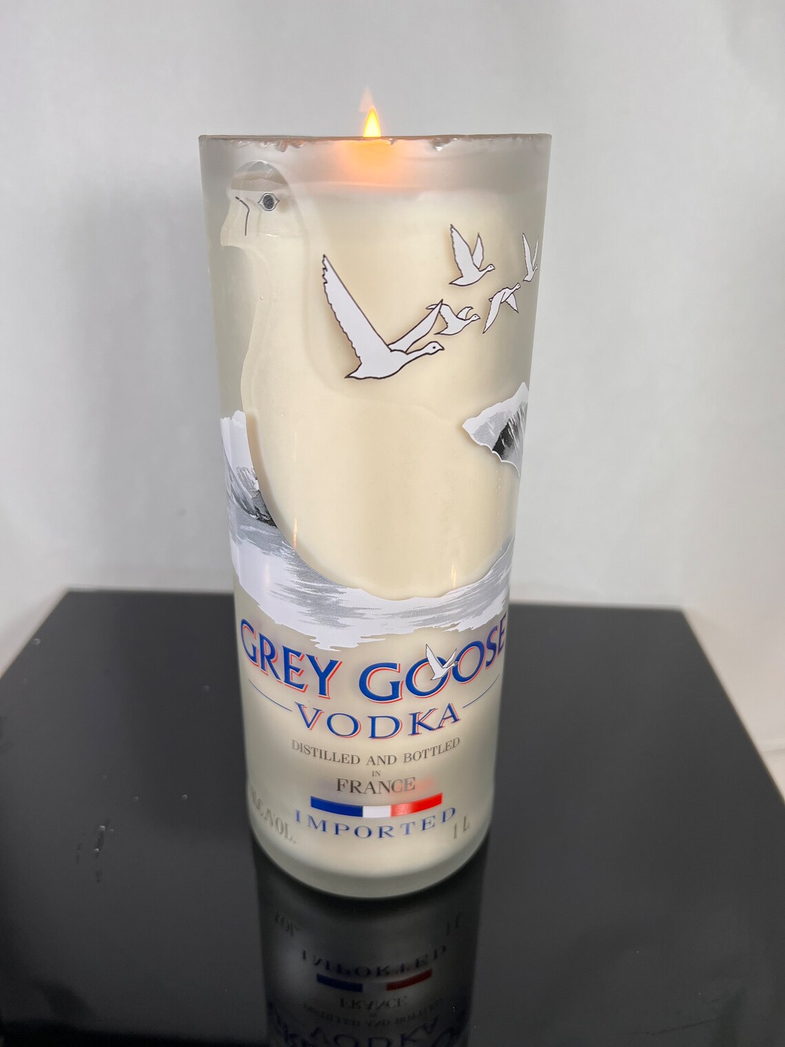 Grey Goose Candle Vodka Soy Wax Hand Crafted Liquor Bottle Home or Bar