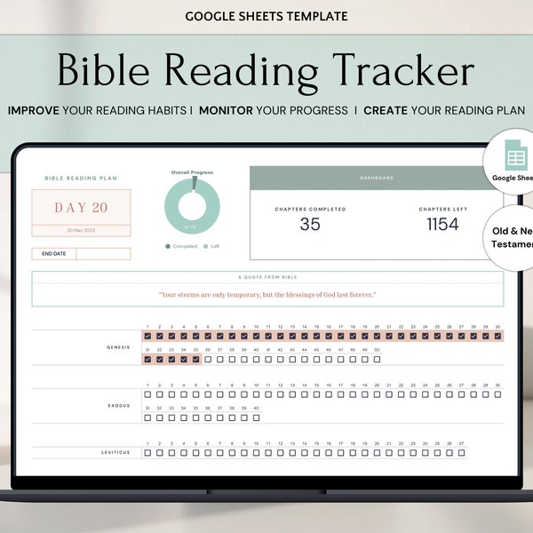 Bible Reading Tracker, Google Sheets Template, Digital Bible Study Plan, Scripture Reading Journal, Holy Book Checklist, Old & New Testament