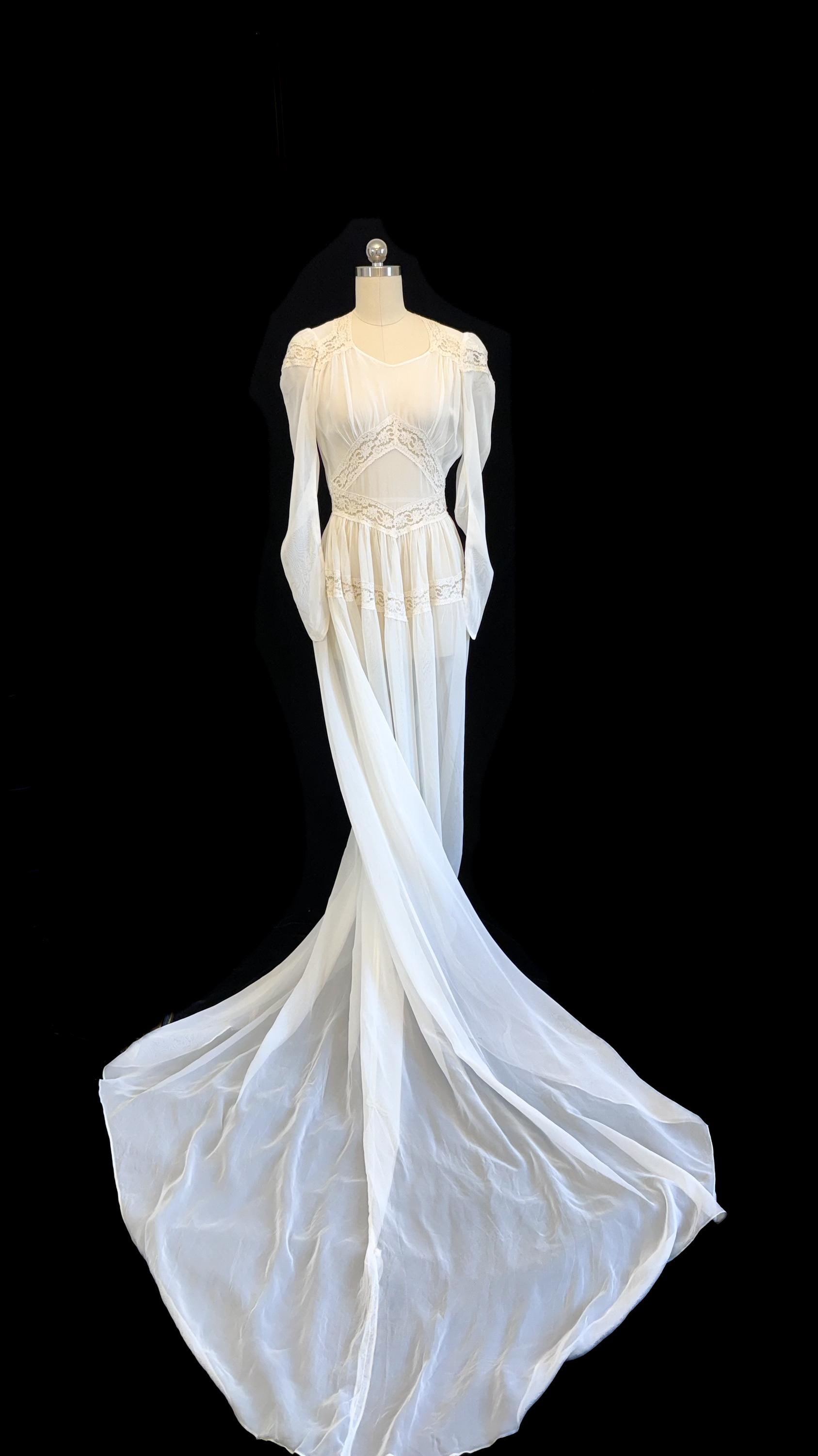 1920s Art Deco Chiffon Gown