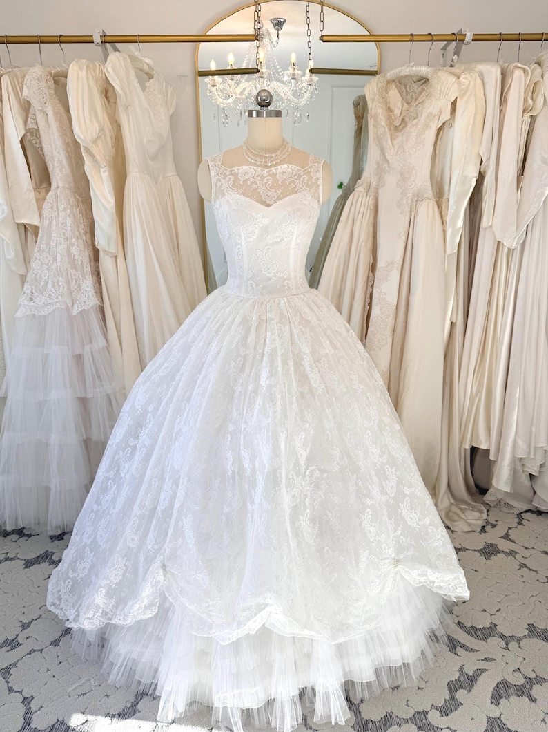 Vintage 1950s Cinderella Ballgown Wedding Dress | Layered Tulle Skirt | Fairytale Bridal Gown | Professionally Restored image 1