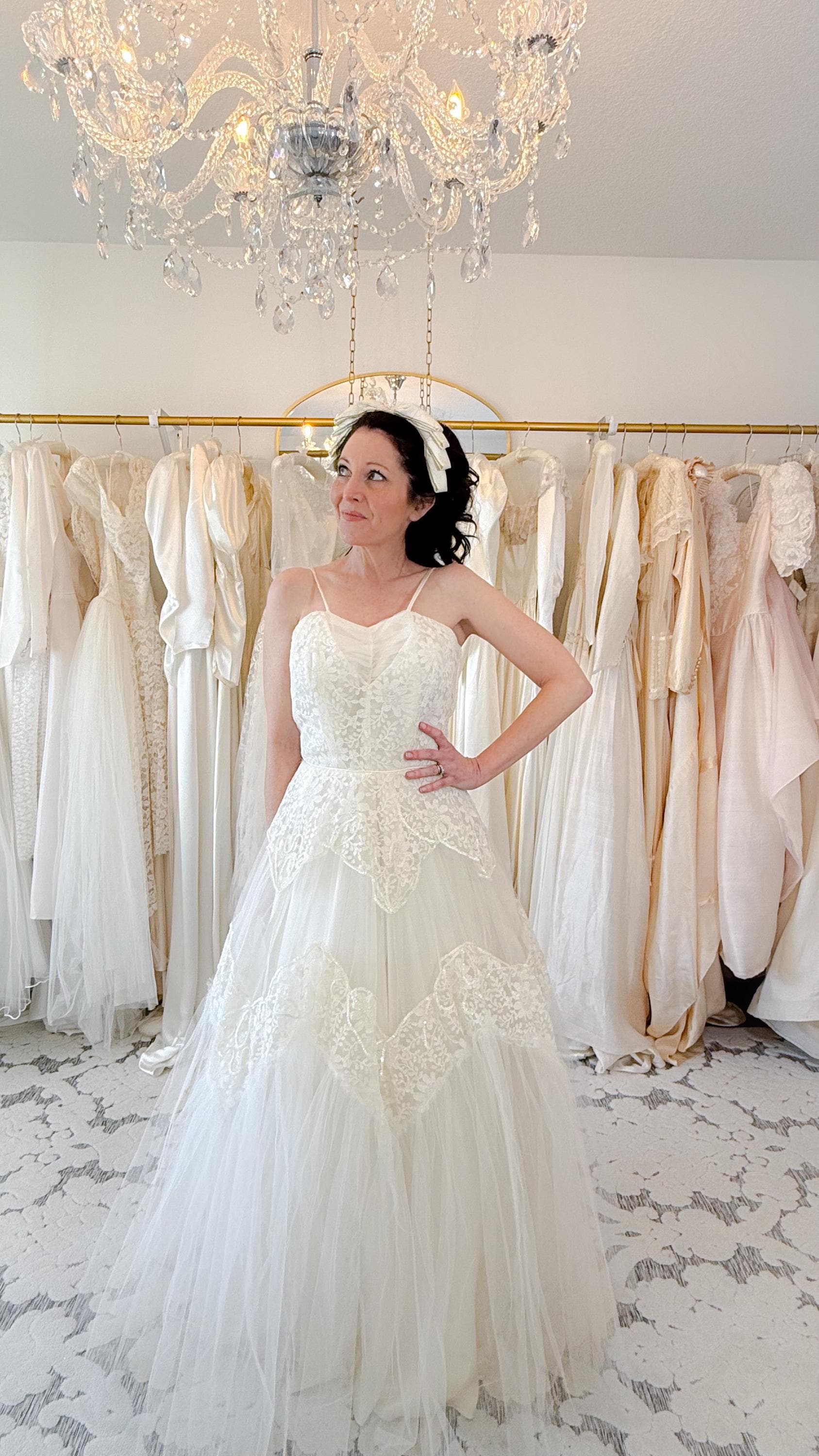 vintage wedding dress for sale gown Soft lace flowers seem to pop off of fabric Vintage Wedding Dresses, Cheap Vintage