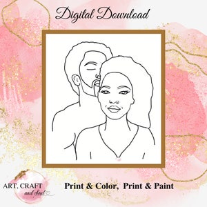 DIY Paint Party, Sip And Paint, Adult Paint Party, Paint And Sip Party, Pre-Drawn Canvas, Paint Party Template, “Love Her Couple”