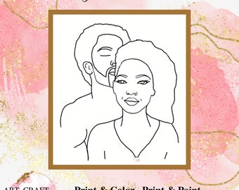 DIY Paint Party, Sip And Paint, Adult Paint Party, Paint And Sip Party, Pre-Drawn Canvas, Paint Party Template, “Love Her Couple”