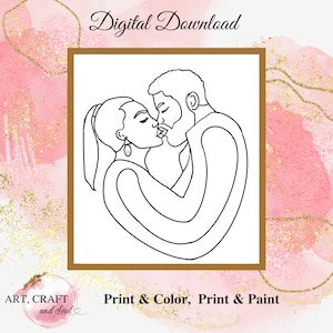 DIY Paint Party, Sip And Paint, Adult Paint Party, Paint And Sip Party, Pre-Drawn Canvas, Paint Party Template, “Kiss Me”