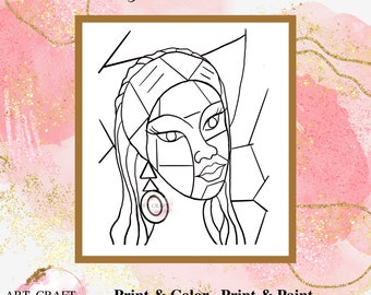 DIY Paint Party, Sip And Paint, Adult Paint Party, Paint And Sip Party, Pre-Drawn Canvas, Paint Party Template, “Multifaceted Woman”