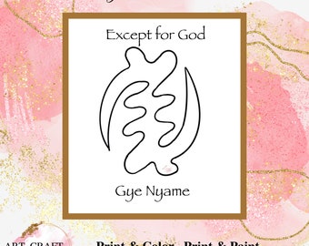Gye Nyame Pre-Drawn Canvas Template, DIY Paint Party (Digital Download)