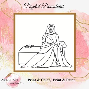DIY Paint Party, Sip And Paint, Adult Paint Party, Paint And Sip Party, Pre-Drawn Canvas, Paint Party Template, “Sophisticated Lady”