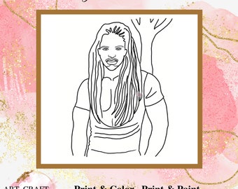 Festa di pittura fai-da-te, Sorseggia e dipingi, Festa di pittura per adulti, Festa di pittura e sorseggiamento, Tela pre-disegnata, Modello di festa di pittura, "Dreadlock Man"