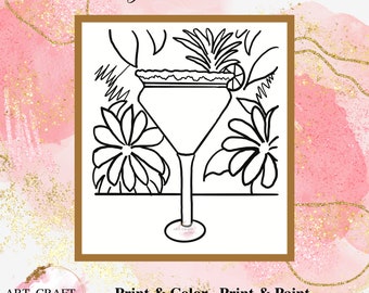 DIY Paint Party, Sip And Paint, Paint Party für Erwachsene, Paint And Sip Party, vorgezeichnete Leinwand, Paint Party Vorlage, “The Margarita”