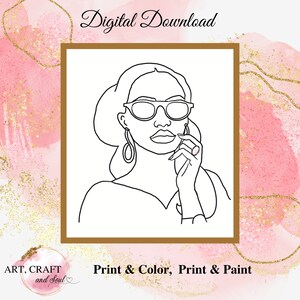 DIY Paint Party, Sip And Paint, Adult Paint Party, Paint And Sip Party, Pre-Drawn Canvas, Paint Party Template, “Woman In Shades”