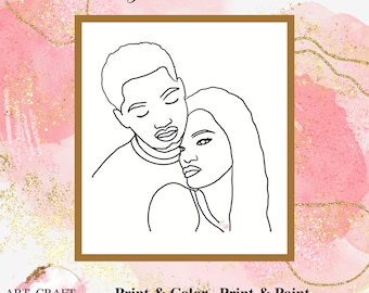 DIY Paint Party, Sip And Paint, Adult Paint Party, Paint And Sip Party, Pre-Drawn Canvas, Paint Party Template, “Loving Couple”