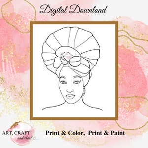 DIY Paint Party, Sip And Paint, Adult Paint Party, Paint And Sip Party, Pre-Drawn Canvas, Paint Party Template, “Fan Headwrap”