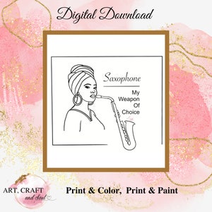 DIY Paint Party, Sip And Paint, Adult Paint Party, Paint And Sip Party, Pre-Drawn Canvas, Paint Party Template, “Lady Saxophone”