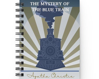 Agatha Christie &quot;The Mystery of the Blue Train&quot; Spiral Bound Journal, Agatha Christie Mystery Notebook, Hercule Poirot Notebook