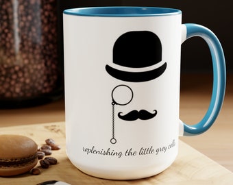 Tasse à café Hercule Poirot, tasse Hercule Poirot, tasse Agatha Christie, tasse à café décorative, 15 oz