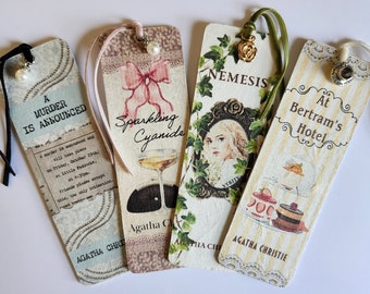 Agatha Christie Bookmarks: Vintage Style Wood Bookmarks, Set of 4
