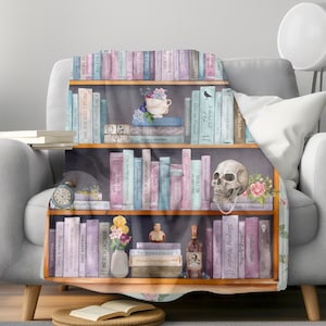 Agatha Christie Bookshelf Velveteen Plush Blanket, Agatha Christie Book Blanket, Murder Mystery Reader Blanket, Agatha Christie Throw