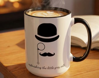 Hercule Poirot Coffee Mug: Little Grey Cells, Cozy Mystery Gift