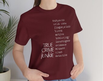 True Crime Unisex Jersey T-Shirt, True Crime Words T-Shirt, True Crime Words Unisex T-Shirt