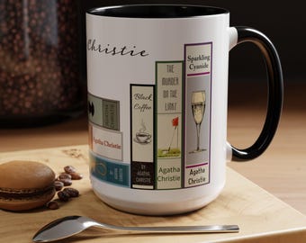 Agatha Christie Books Coffee Mug - Two-Tone 15oz Ceramic Mug