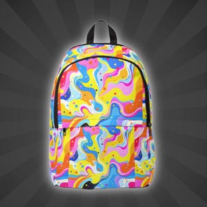 Trendy Unisex Backpack, Unique Everyday Backpack,  Playful Print Bookbag, Artistic Backpack For Students,  Modern Abstract Backpack,
