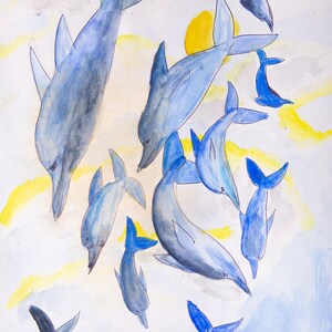 Croquis de dauphins plongeurs