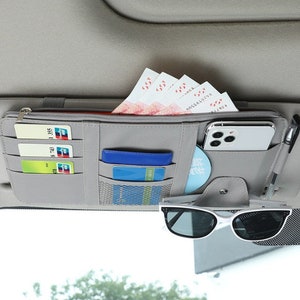 Car Document Organizer With Glasses Holder Stand, Auto Document Holder,  Leather Car Visor Organizer, Multifunctional Cute Car Accessories 