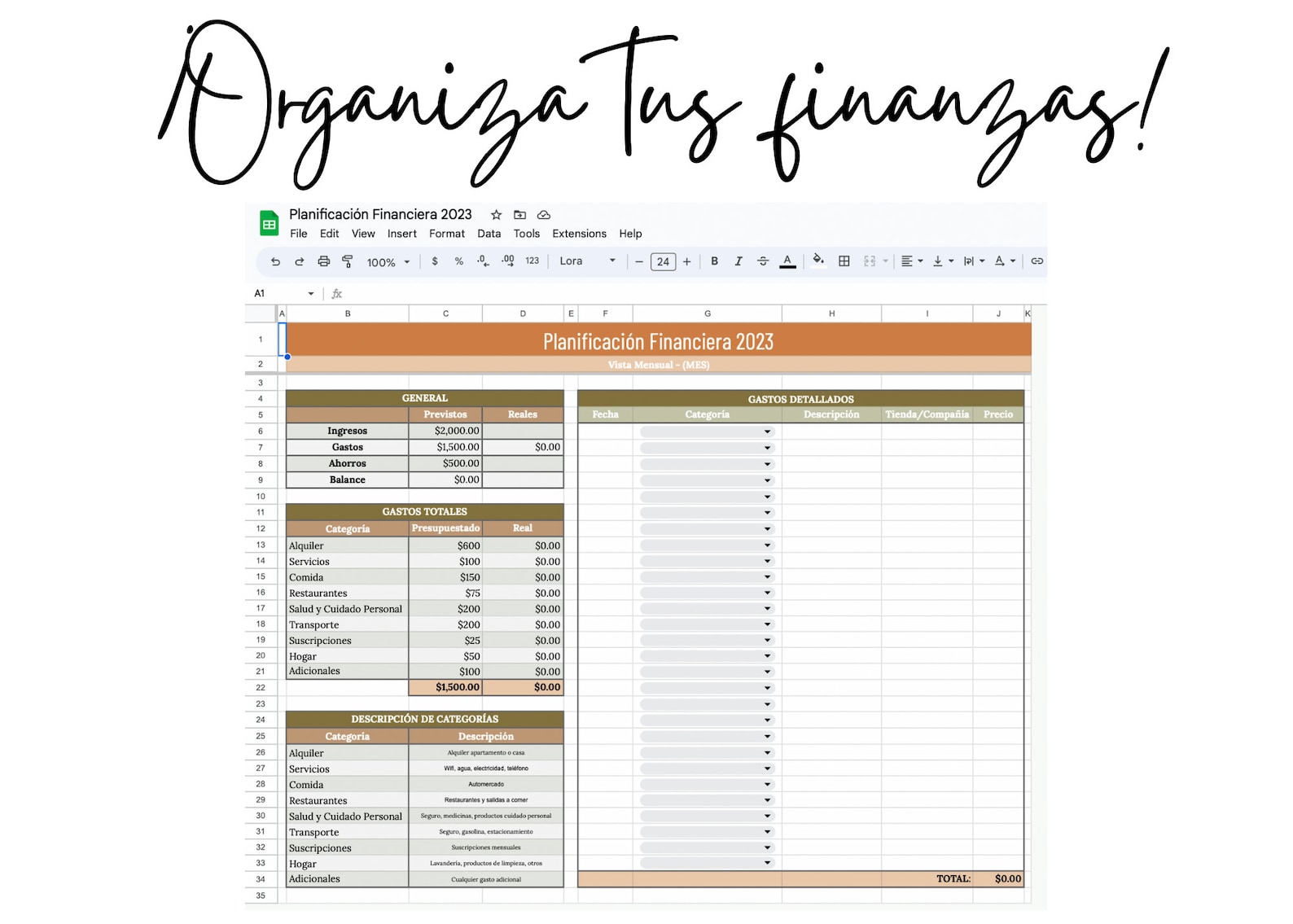 Plantilla De Google Sheets Para Finanzas Personales - Etsy