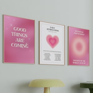 Pink Aura Poster Set 3 Affirmations Poster ~ Trust Graident Poster Set ~ Retro Aura Poster ~ spirituelle Wand Kunst ~ digitaler Download