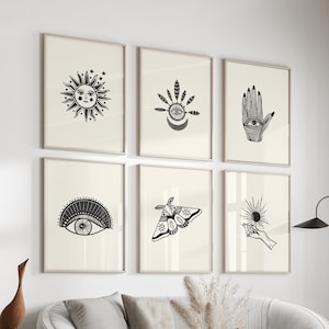 Black and White Gallery Wall Art Prints: Exhibition Set of 6 (Digital Download)