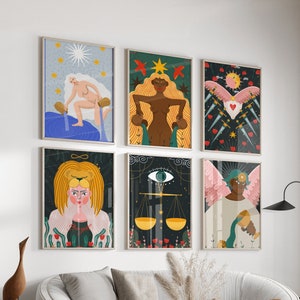 Tarot Poster 6er Set ~ Digitaler Download ~ Wanddeko ~ Tarot Poster ~ druckbares 6er Set ~ Kunstdrucke ~ 6er Set