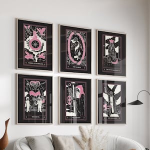 Wall Art Set van 6 Tarot Card Print Set ~ Digitale Download ~ Tarot Poster ~ Afdrukbare Set van 6 ~ Wall Art Prints ~ Zodiac Constellation Print