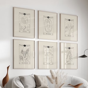 6er Set Tarot Karten Drucke ~ Digitaler Download ~ Tarot Wand Dekor ~ Tarot Poster ~ 6er Set ~ Tarot Wand Kunst Drucke