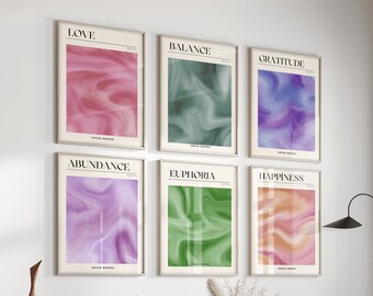 Retro Aura Gradient Poster Set: Trendy Psychedelic Wall Art (Digital Download)