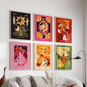 6er Set ~ Tarot Karte ~ Digitaler Download ~ Wand Dekor~ Tarot Poster~ Printable 6er Set~
