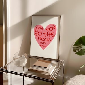 Impression "Je t'aime sur la lune et au dos" ~ Décoration de chambre d'enfant neutre ~ Art mural rose ~ Décoration de chambre de garçon ~ Décoration de chambre d'enfant ~ Téléchargement numérique ~ Cadeau